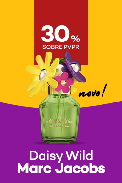 Novo Daisy Wild So Extra da marca Marc Jacobs com destaque promocional de 30% obre pre&ccedil;o de Venda ao P&uacute;blico Recomendado